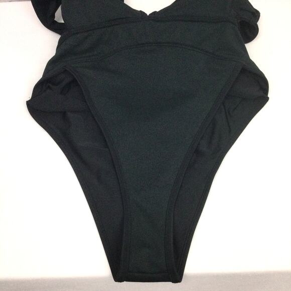 Cupshe + Jojo Fletcher Women's Black Deep V Neck High Cut One Piece Swimwear L - Picture 4 of 10